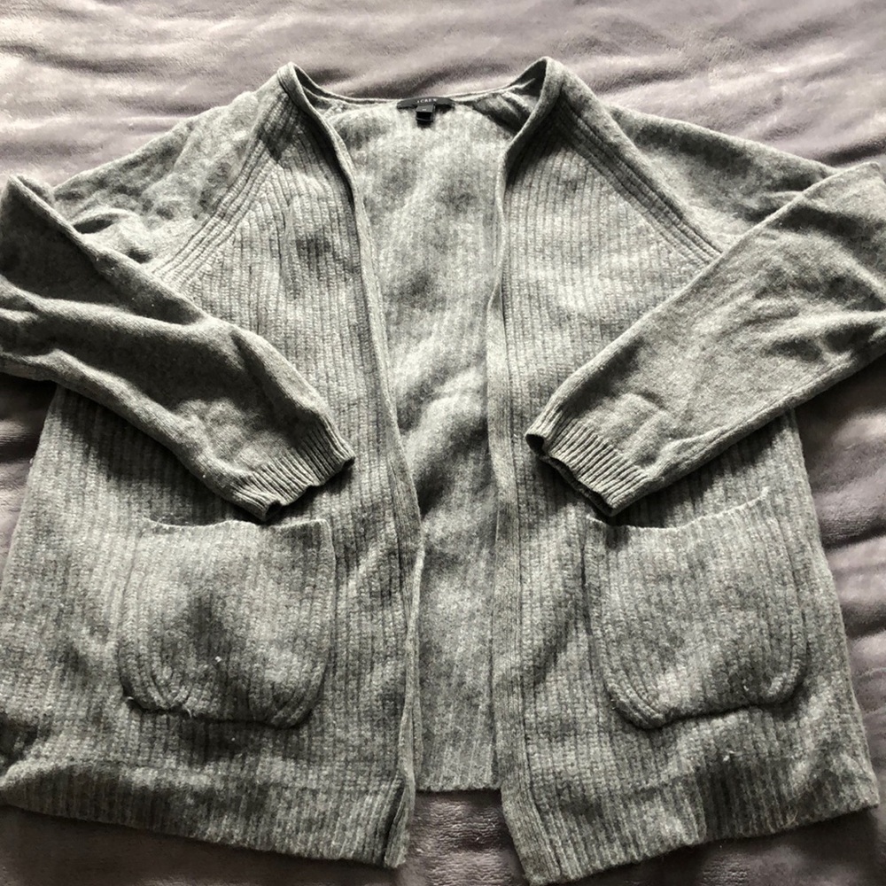 J Crew Gray wool cardigan with pockets